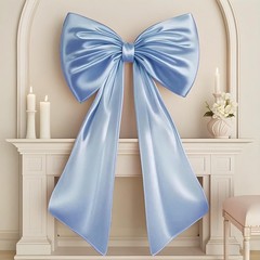 Elegant 40×24 Baby Blue Satin Bow – Oversized Wedding Decor for All Occasions