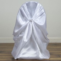 50 White Satin UNIVERSAL CHAIR COVERS Wedding Banquet Home Slipcover Decorations