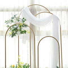 4 Gold Metal Floral Display Frame Round Top BACKDROP STAND Arch Set Party Events