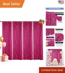 4PCS Fuchsia Sequin Backdrop Curtain, 2FT x 8FT – Perfect for Weddings & Parties