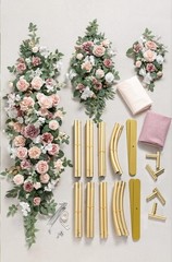 Ling’s Moment Wedding Stands with Flowers – 7.2FT, 6FT Set of 2, Dusty Rose 1652