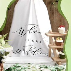 Wedding Welcome Banner Rustic Linen Sign Flexible Placement W/ Wooden Clips New