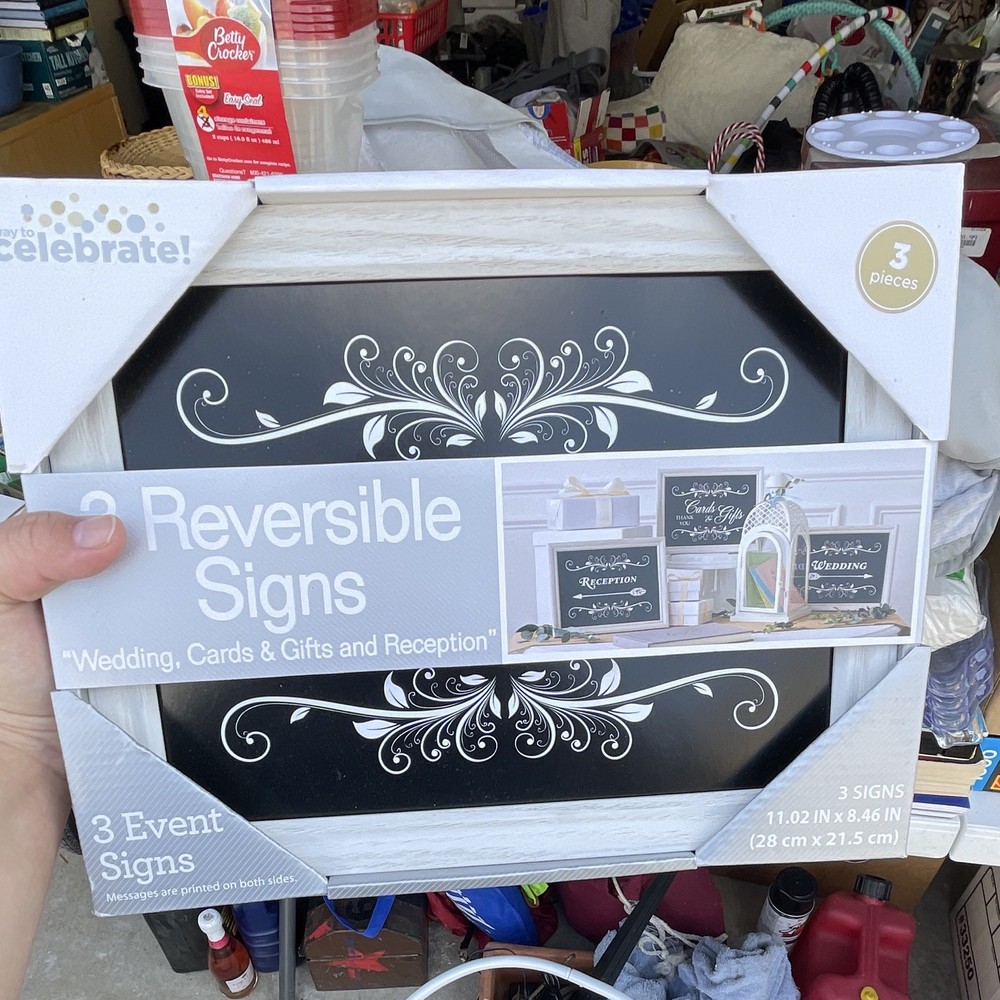 Reversible Wedding Direction Signs Set of 3 Black/White 11.02×8.46 G59891WT