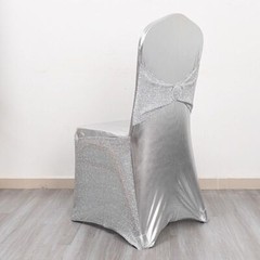 Metallic Tinsel Spandex Stretchable Banquet Chair Cover Sash Band Buckle Party
