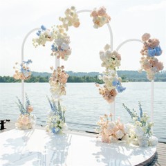 Large Wedding Arch Backdrop Set of 3 Metal White Arched Frame Stand Party Decor