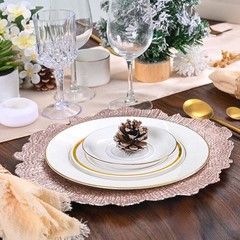 Pesonlook 50Pcs Rose Gold Charger Plates Round 13inch, Reef Plate Chargers fo…