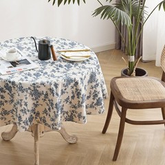 Cotton Linen Round Tablecloth – Pastoral Floral Tablecloth Washable Table Clo…