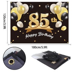 Happy 85th Birthday Banner Backdrop – 85 Birthday Party Decorations Supplies …