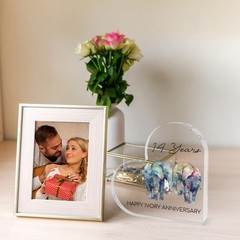 14th Wedding Anniversary heart Acrylic 3.94 x x 0.49 inches, Multicolor