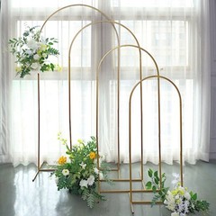 4 Gold Metal Floral Display Frame Round Top BACKDROP STAND Arch Set Party Events