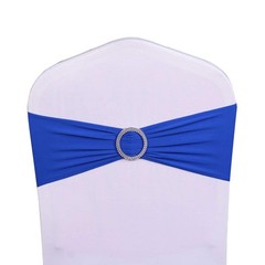 Pack of 50 Stretch Royal Blue Chair Sashes for Wedding, Elastic Lycra Chair B…