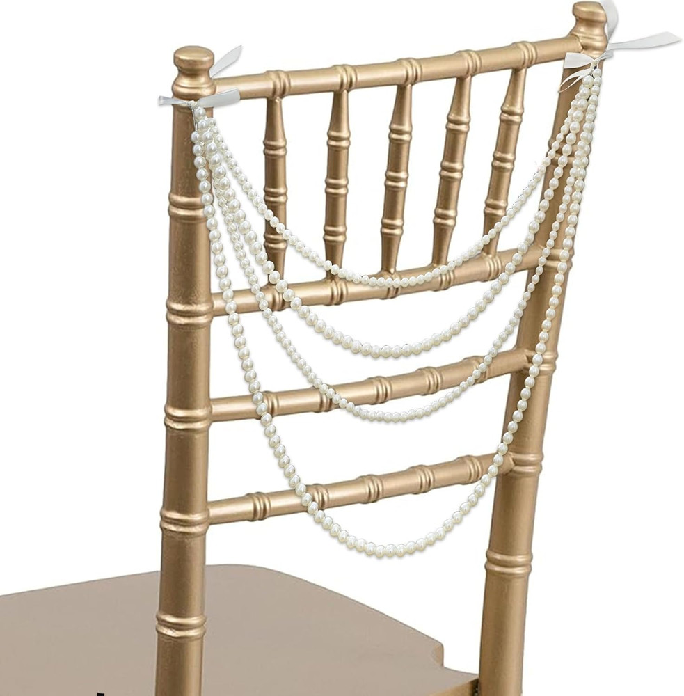 Pearl Wedding Chair Decor, String Pearls for Crafting (White) | Pearl Beaded Cha