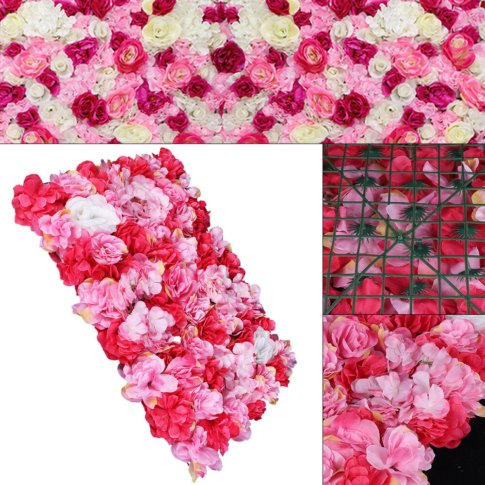 12pcs Rose Flower Wall Panels Artificial Silk Wedding Decor Party Home Floral!