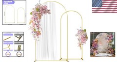 Versatile Set of 2 Wedding Arch Stand in Gold – 7.2FT & 6FT for Memorable Decor