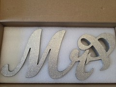 Decoco Mr & Mrs Letters Wedding Wooden Sign Décor Decoration Table Top Standing