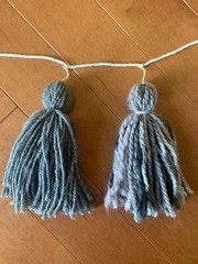 Gray Tassel Garland Yarn Pom Banner Decorative Wall Hanging Decor College Dorm