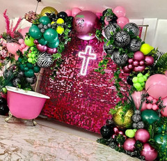 Hot Pink Shimmer Wall Backdrop – 24Pcs Party Decor for Weddings & Events