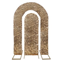 2 GOLD Big Sequin Wedding Arch Backdrop Stand Covers Wedding Events Party