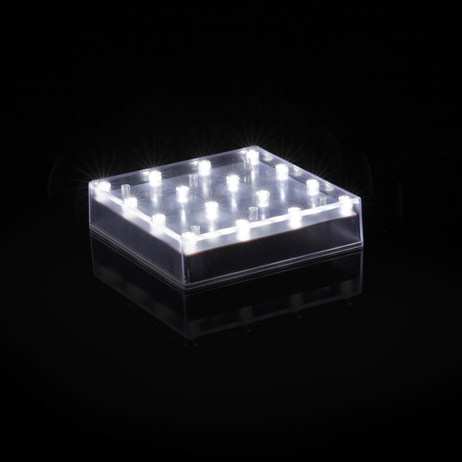 5” LED Light Square Base Vase Plate with 16 Super Bright White LED Lights