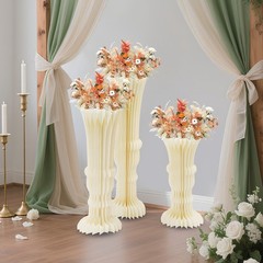 3pcs Folding Cardboard Centerpiece Display Flower Stand Vase-shape Rack Decors