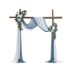 Uimoso Artificial Wedding Arch Flowers Kit Blue With 2 Pcs Flowers 2 Pcs Drapes