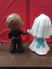 Vtg Atlantic Mold 9” Wedding Bride and Groom Ceramic Pair Lot (2) Holy Matrimony