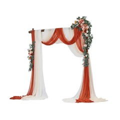 Uimoso Artificial Wedding Arch Flowers Kit Orange With 2Pcs Flowers 3Pcs Drapes