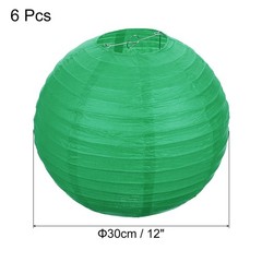6 Pack 12 Inch Paper Lanterns Round Folding Hanging Lamp Shade Dark Green