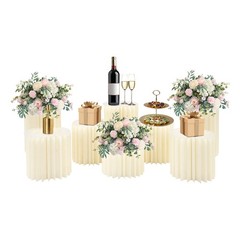 8 Pcs Foldable Paper Column Display Stands, Round Cylinder Wedding Flower Stands
