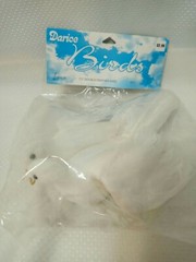 White Flocked Love Birds*Wedding Rings*Cake Topper*Real Feathers*8″ long
