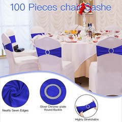 100PCS Spandex Stretch Chair Sashes Bows Elastic Chair Cover Bands Ties