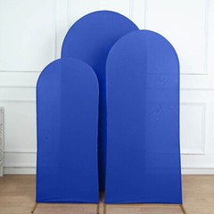 3 ROYAL BLUE Matte Fitted Spandex Round Top Arch Backdrop STAND COVERS Set