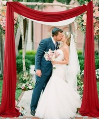 Wedding Arch Draping Fabric Sheer Fabric for 29″W x 240″L (Pack of 1) Red