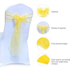 10/20/50/100 Pcs Organza Chair Cover Sash Bow Wedding Party Venue Decoration