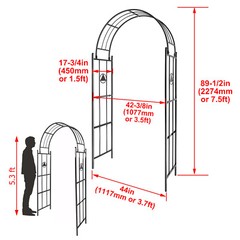 Outdoor Steel Garden Archway Trellis For Roses&Vine Climbing Plant Stand 89.5in