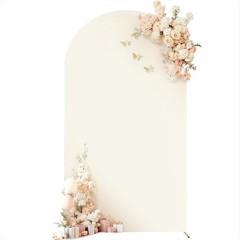 Machine Washable 6.6FT Beige Arch Cover – Enhance Your Event Decor Effortlessly