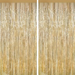Champagne Gold Tinsel Backdrop Foil Fringe Curtains – 2 Packs Door Streamers …