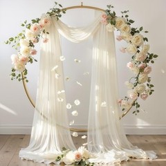 Wedding Arch Draping Fabric,1 Panel (1 Panel )6 Yards/18ft Beige Drapes Curtain