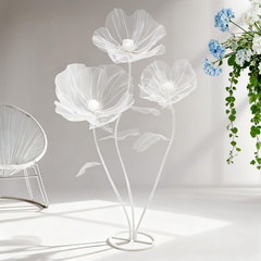67-Inch White Tulle Poppy Flowers for Weddings, Parties, and Displays