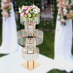 Crystal Wedding Vases Iron Flower Rack Electroplated Stand Shelf Floor Mount