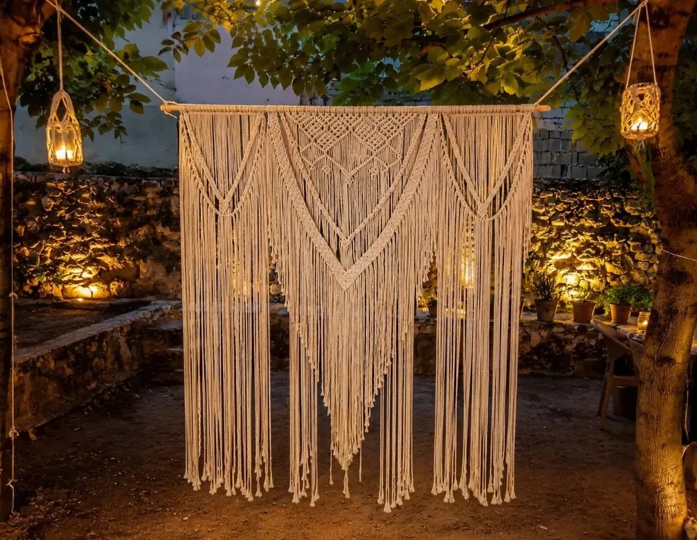 Handmade Macrame Large Backdrop Curtain Bohemian Decoration Wall Arch Backdrop