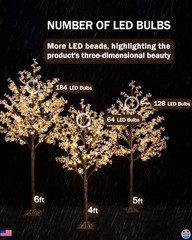 6ft Lighted Baby’s Breath Tree – 184 Dimmable Warm White LEDs, Waterproof, UL