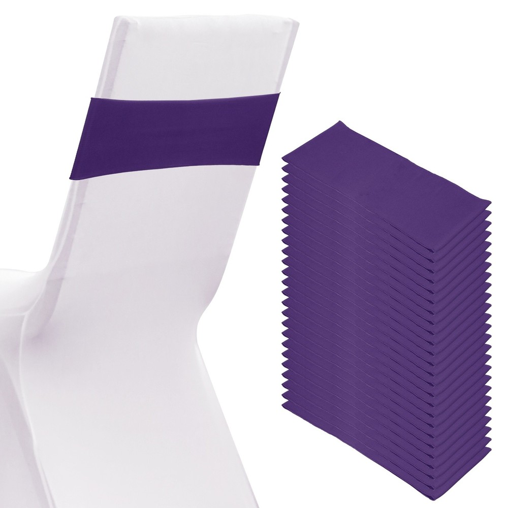 25 Pcs Spandex Chair Sashes Bows with Slider Buckle, Dark Purple