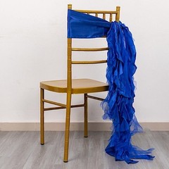 5 ROYAL BLUE Curly Willow Chiffon Satin CHAIR SASHES Party Event Decorations