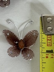 Brown Organza Butterflies 25 Pieces Wire Rhinestones Glitter DIY Wedding Fairy