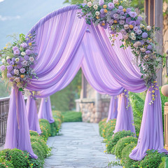 Lavender Wedding Arch Draping Fabric Purple Sheer Wedding Arch Drapes for Ceremo