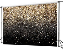 CYLYH 8x6ft Black and Gold Backdrop Glitter Dot Party Decor Vintage Backgroun…