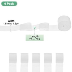 6-Rolls 492ft Crepe Paper Streamer for DIY [White-1.8 Inch x 82 Ft/Roll]