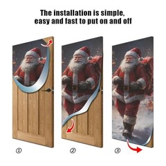Christmas Santa Claus Door Cover, Stretch Fabric Backdrop Door 35 x 79 in