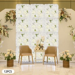 Flower Wall Panel Floral Backdrop, 12 Pcs Flower Wall Decor, 15 * 15in Rose Wall
